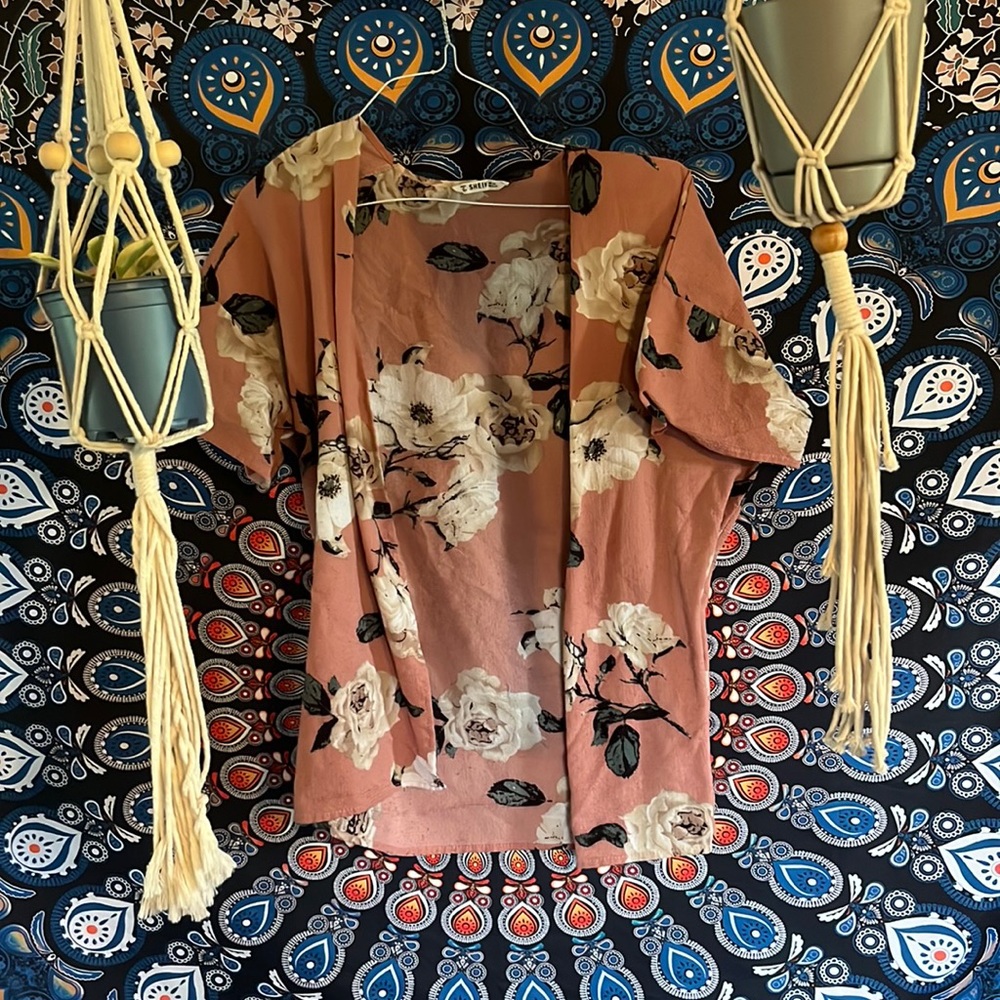 SHEIN Cardigan! Floral, worn for a wedding that’s all!